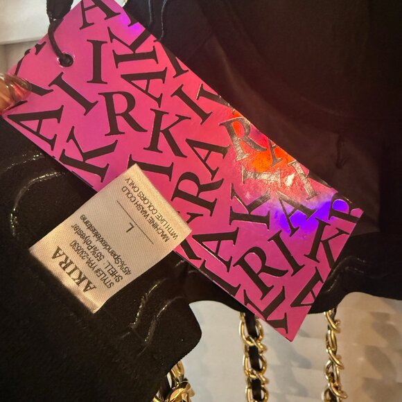 Sold Out NWT Akira Long Chain Black Bustier Top - Large - Picture 3 of 5